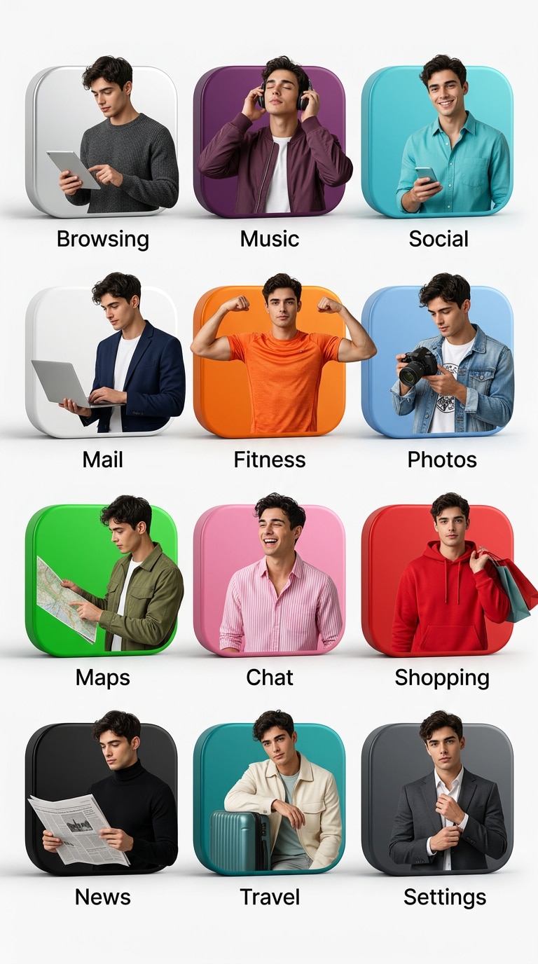 Clean Minimal App Icon Portrait prompt