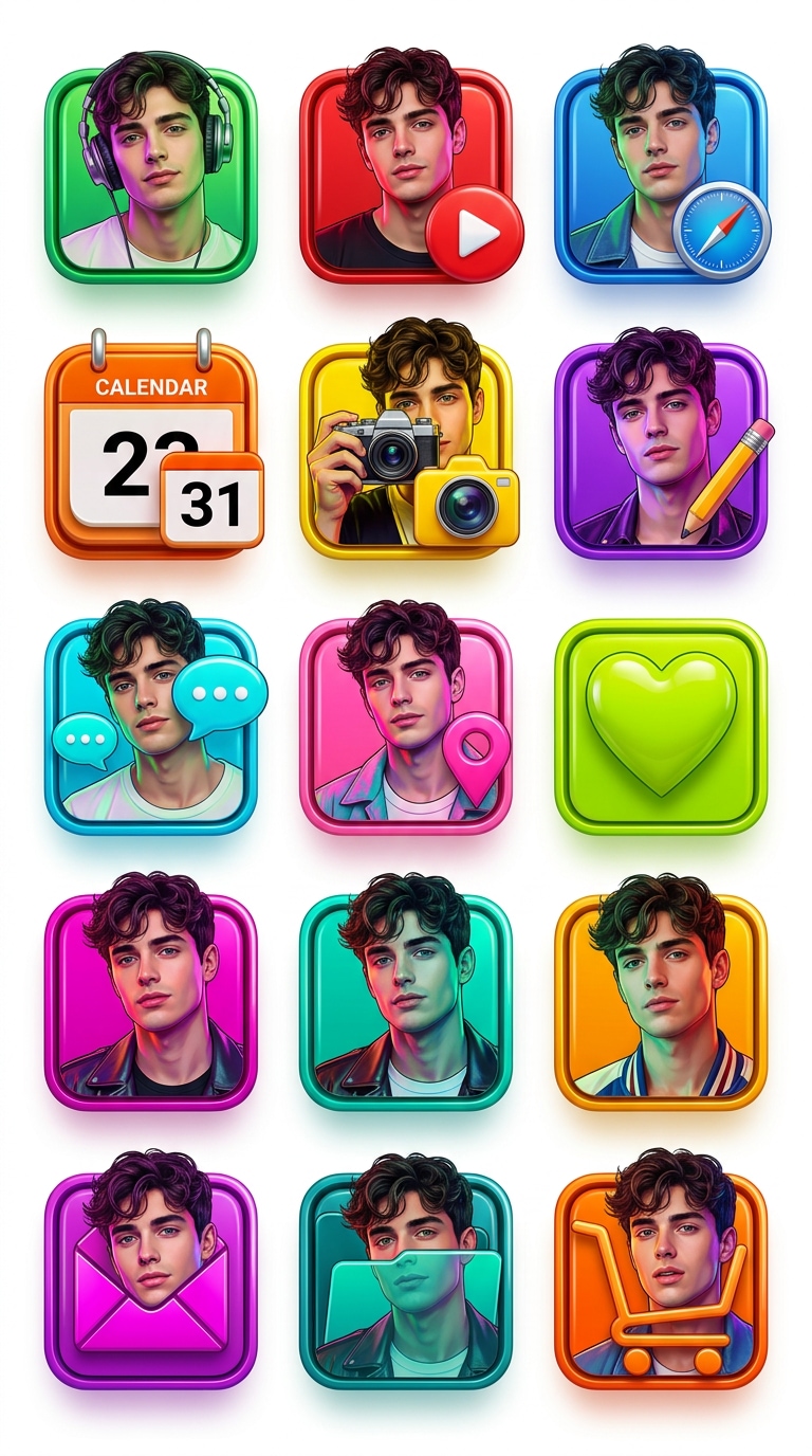 Neon Pop App Icon Portrait prompt