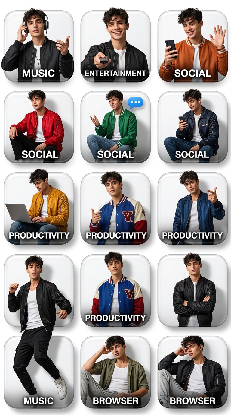 Streetwear App Icon Portrait Grid prompt