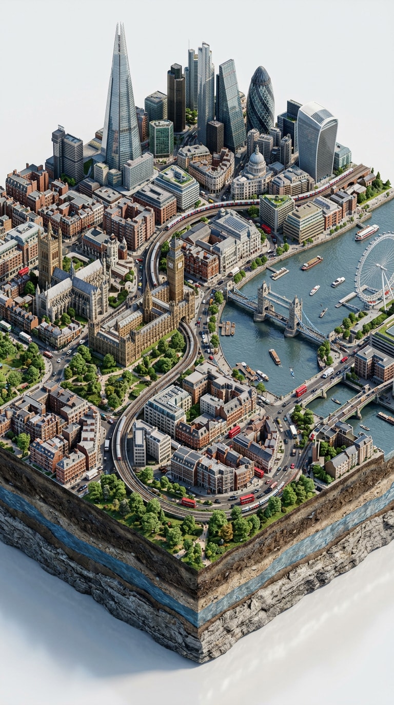 Isometric 3D miniature city diorama prompt