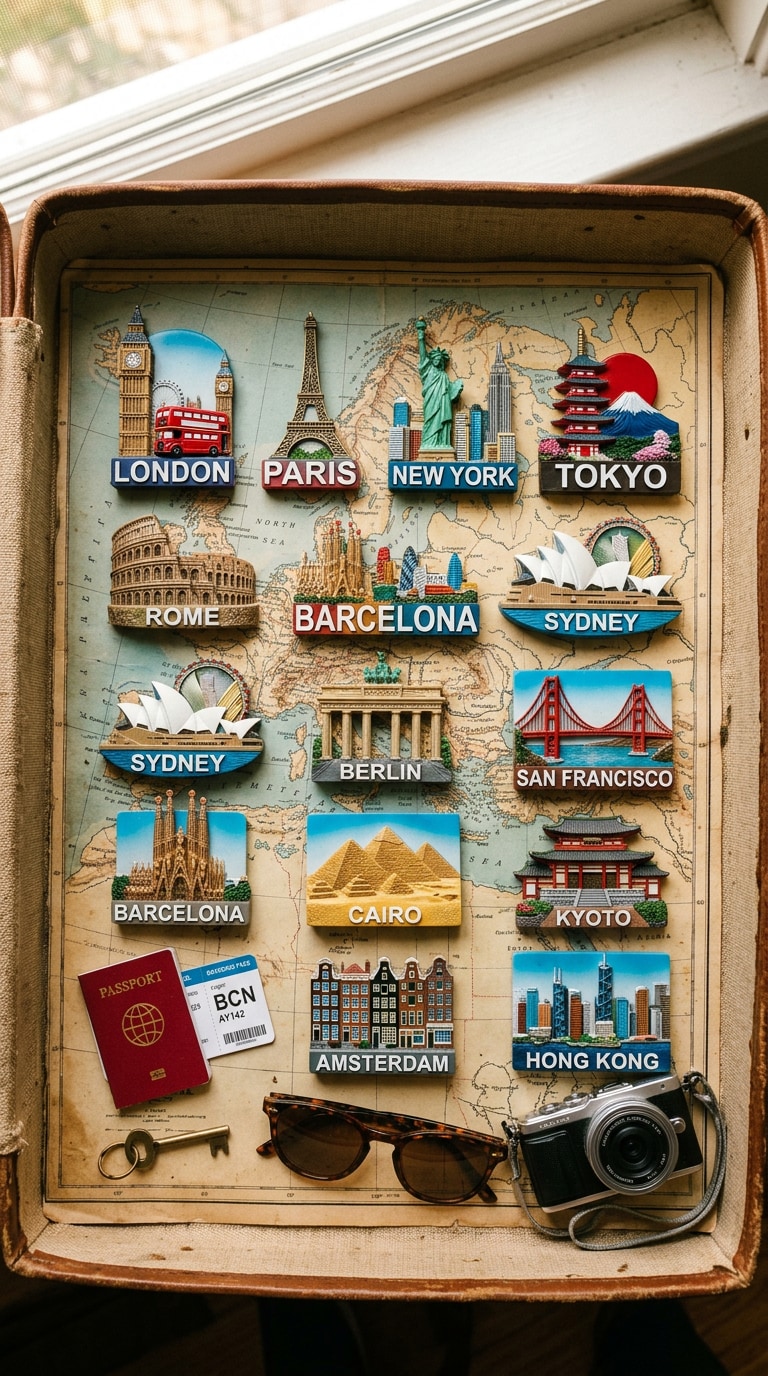 City magnets with local food knolling prompt