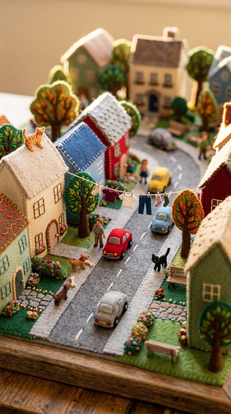 Handmade miniature Christmas diorama prompt