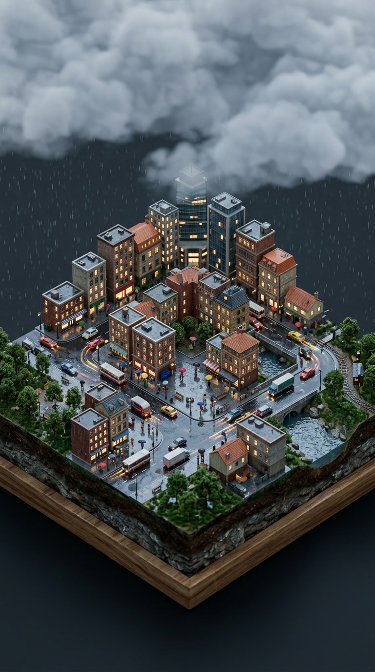 Miniature city vintage map poster prompt