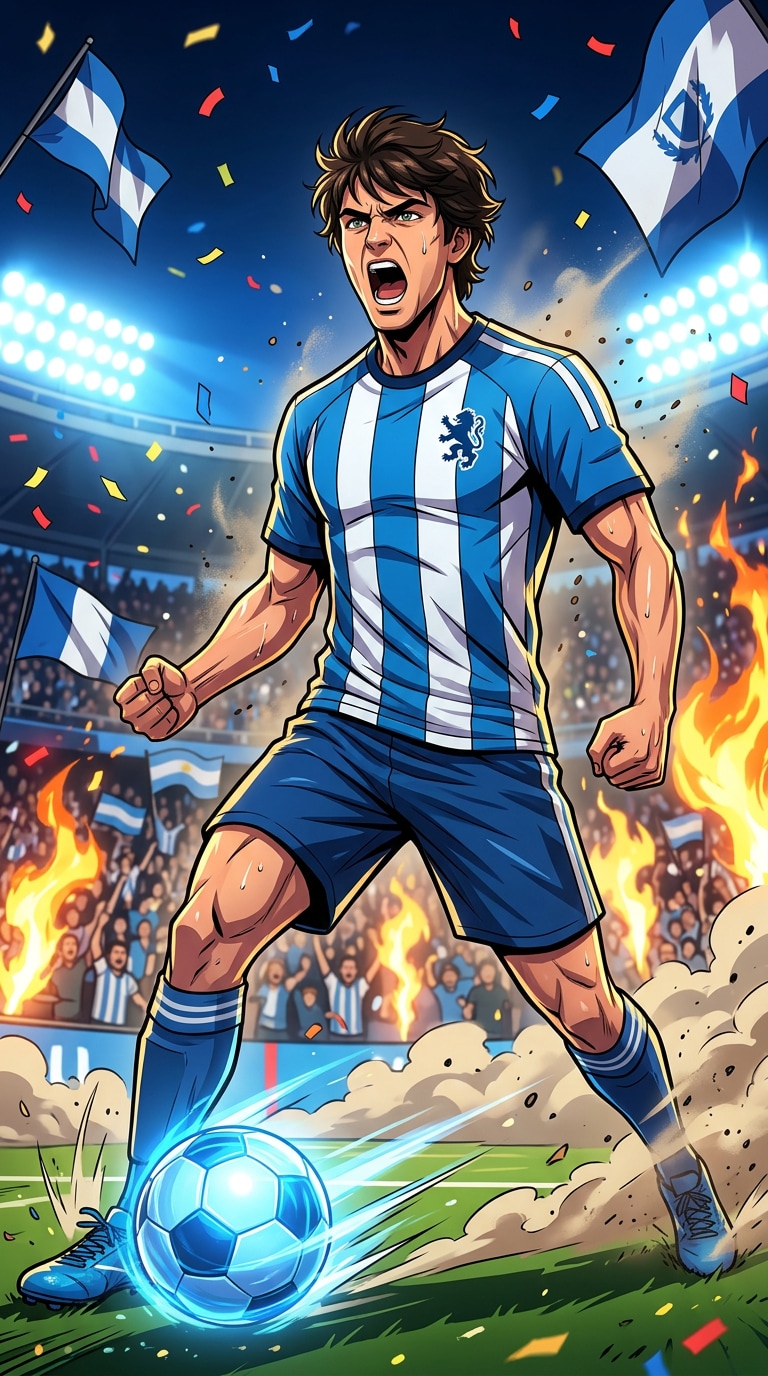 World Cup inspired anime football poster created from a selfie