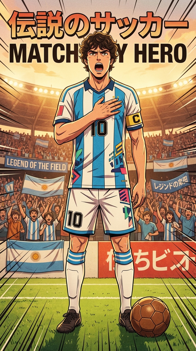 Retro 90s Football Anime Poster prompt