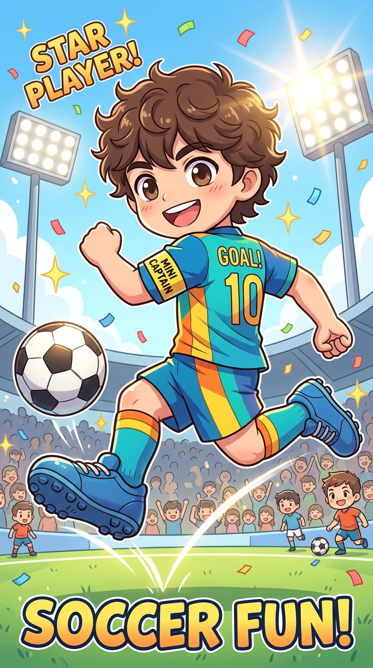 Cute Chibi Soccer Anime Poster prompt