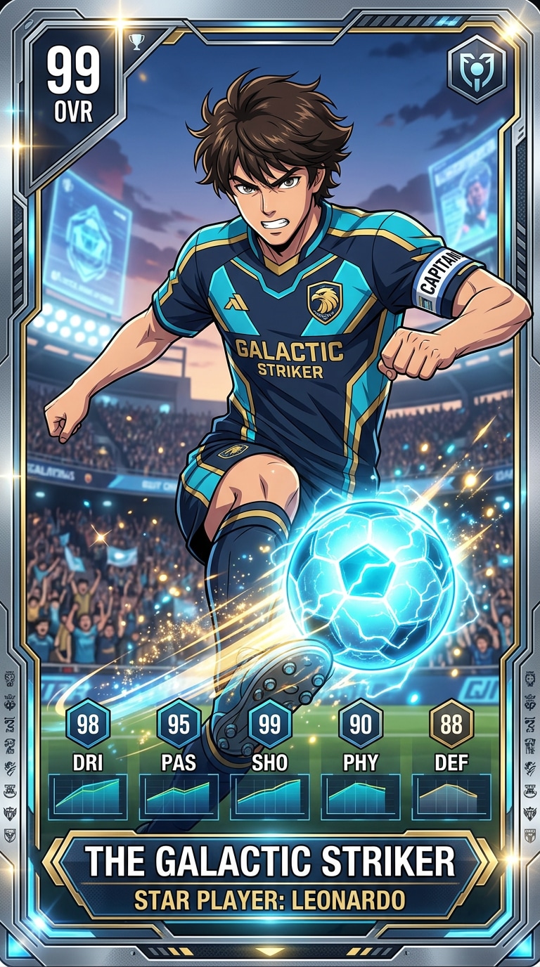Trading Card Anime Football Poster prompt
