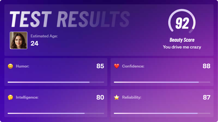 AI Attractiveness Test Result Demo 01