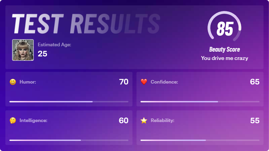 AI Attractiveness Test Result Demo 02