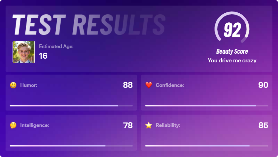 AI Attractiveness Test Result Demo 05