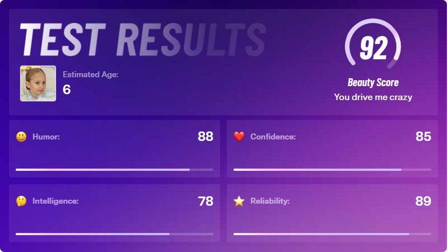 AI Attractiveness Test Result Demo 06