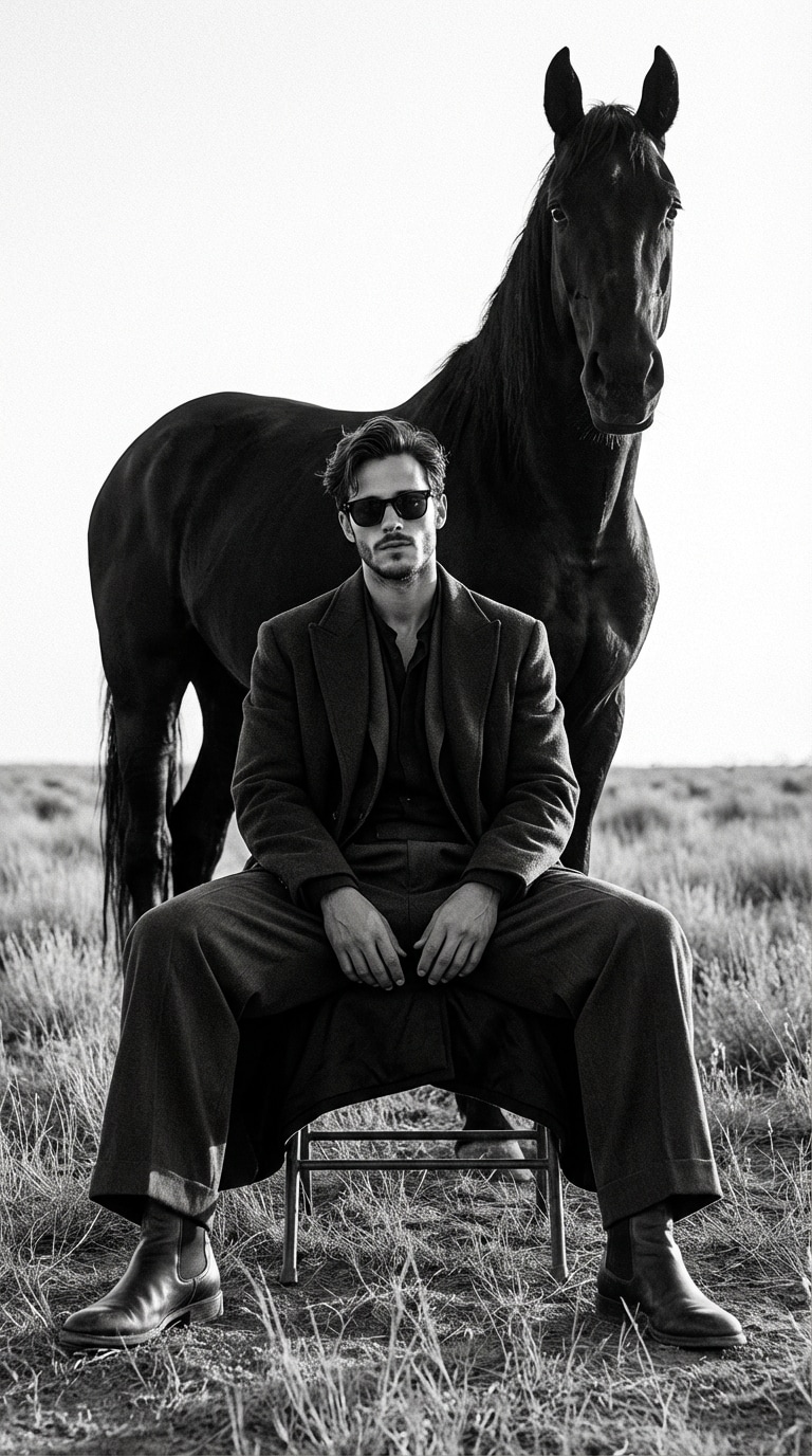 AI Aura Farm Effect – Minimalist Black and White Photo