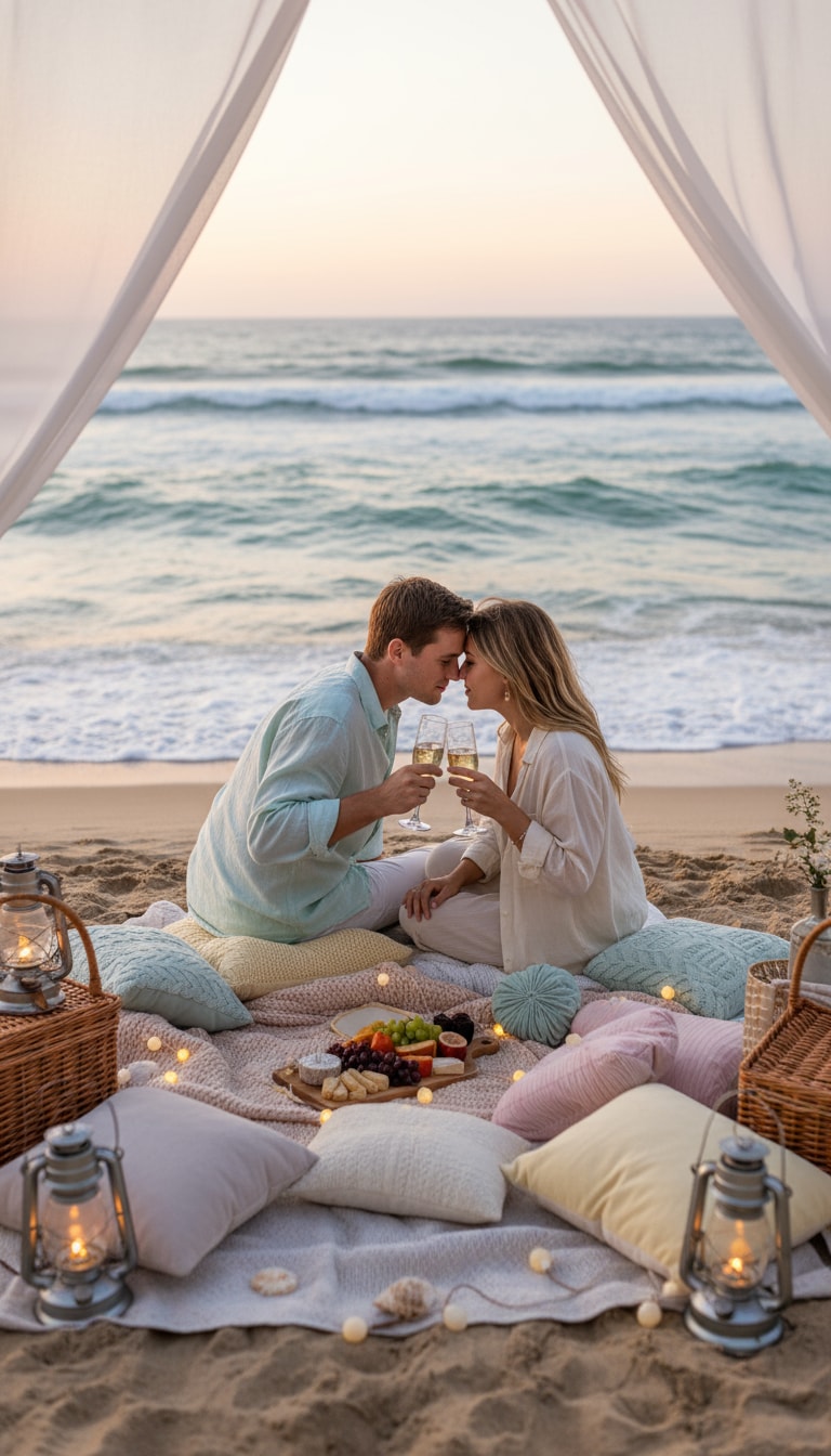 AI Beach Couple Prompt - Ocean Picnic preview