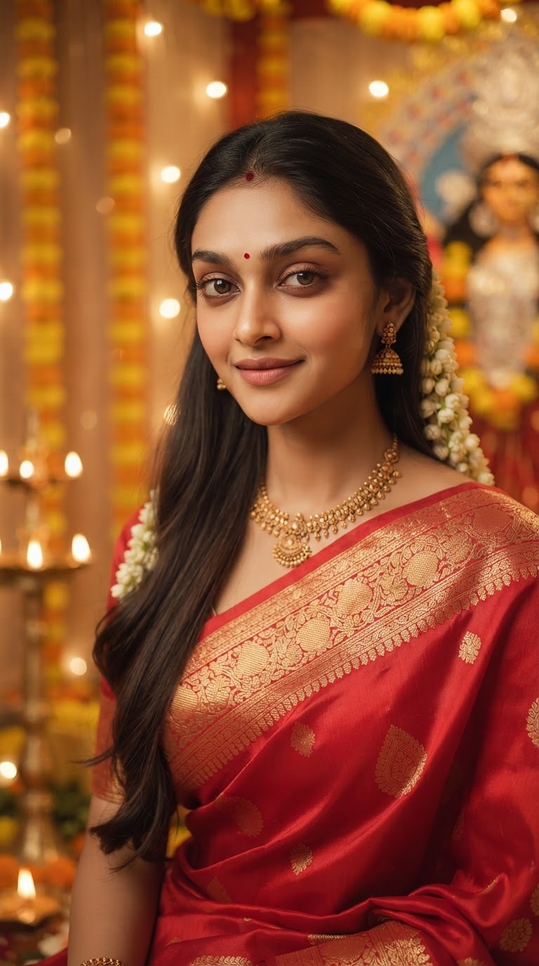Durga Puja Saree Prompt