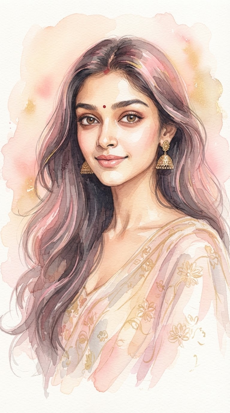 Watercolor Bindi Portrait Prompt