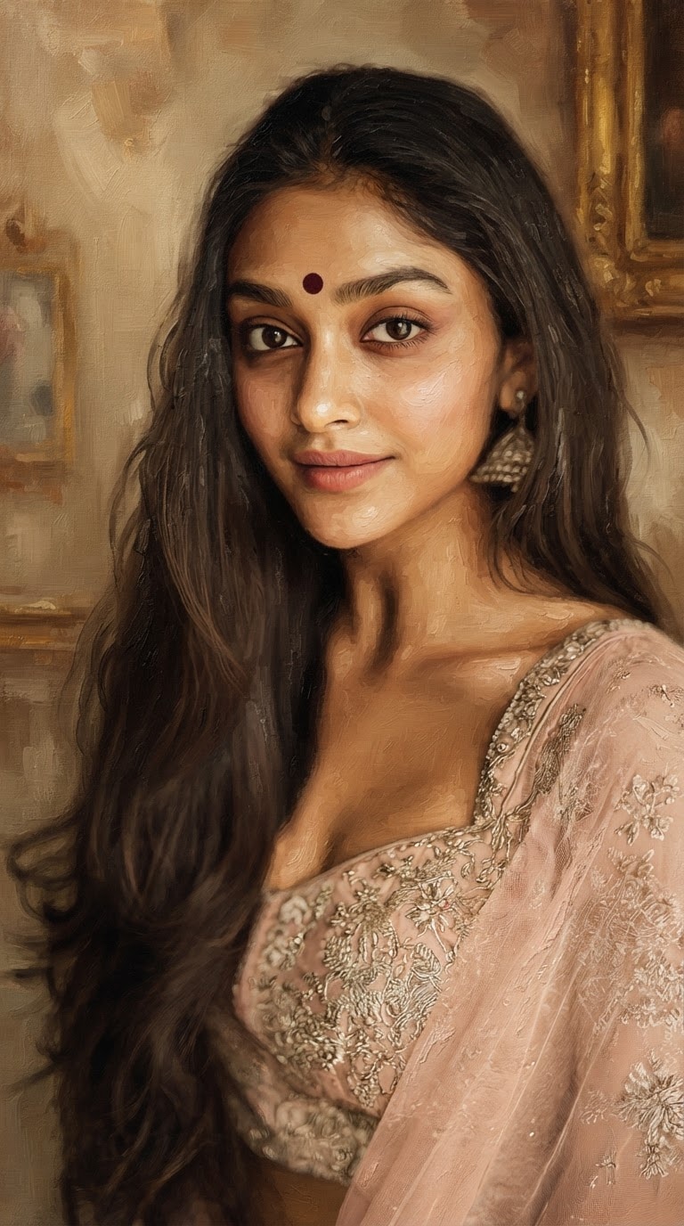 Oil Painting Bindi Portrait Prompt