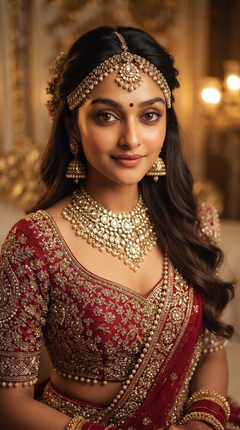 Red Bridal Bindi Portrait Prompt