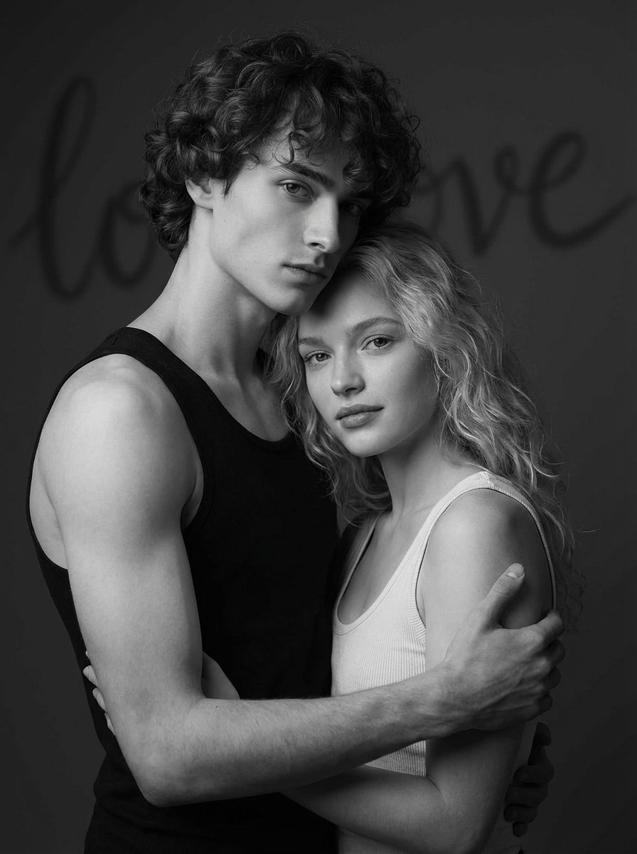 AI black and white couple photo template 1