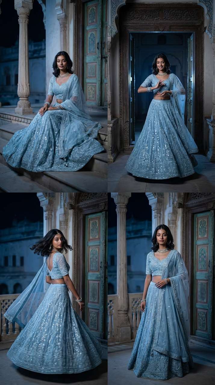 AI blue lehenga Bollywood style result 2