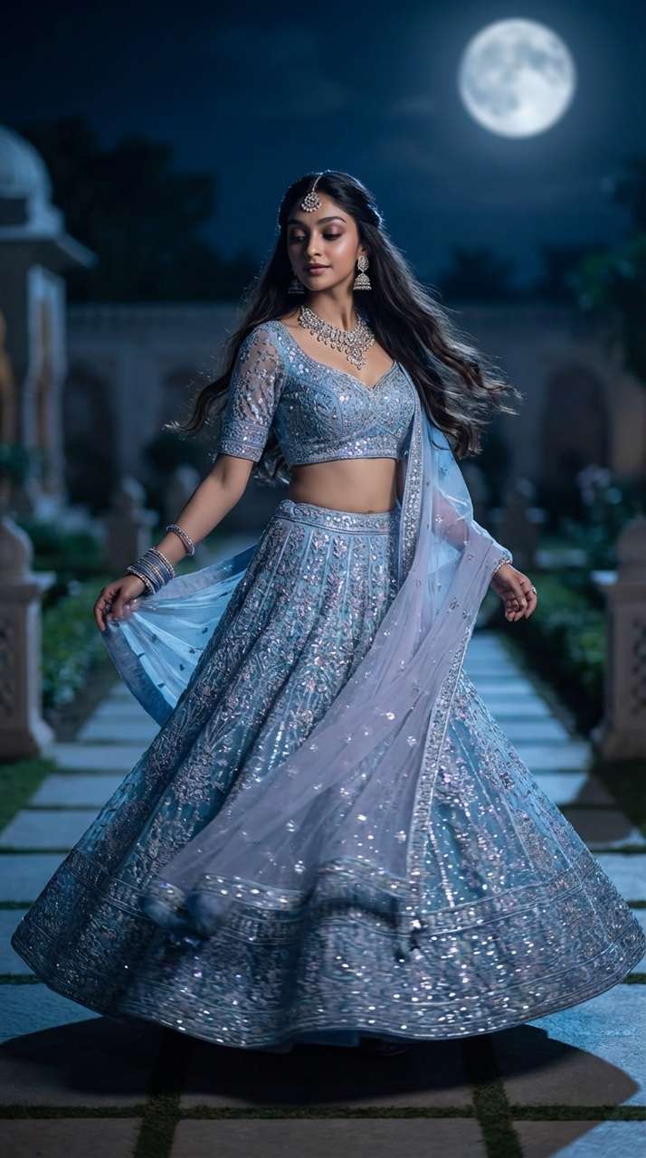 Gemini AI blue lehenga transformation result 3