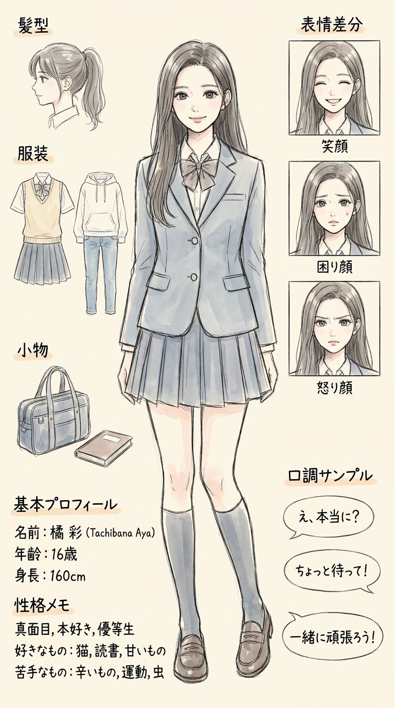 AIキャラ設定シート画像生成プロンプト