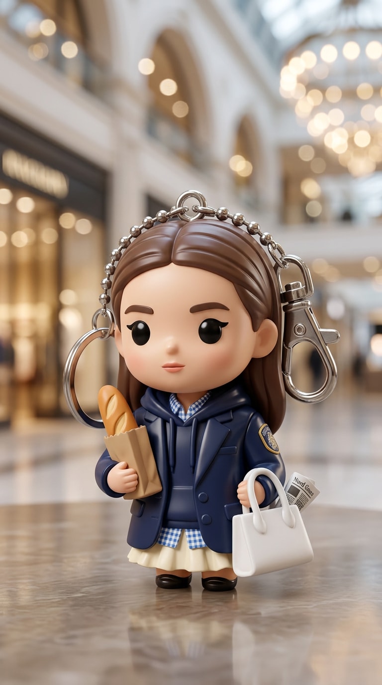 Glossy AI chibi keychain toy with collectible PVC style
