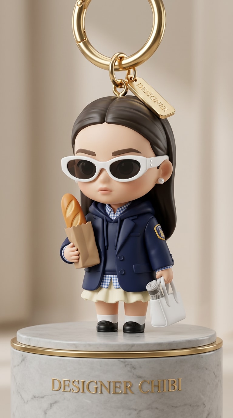 Premium designer style AI chibi keychain toy