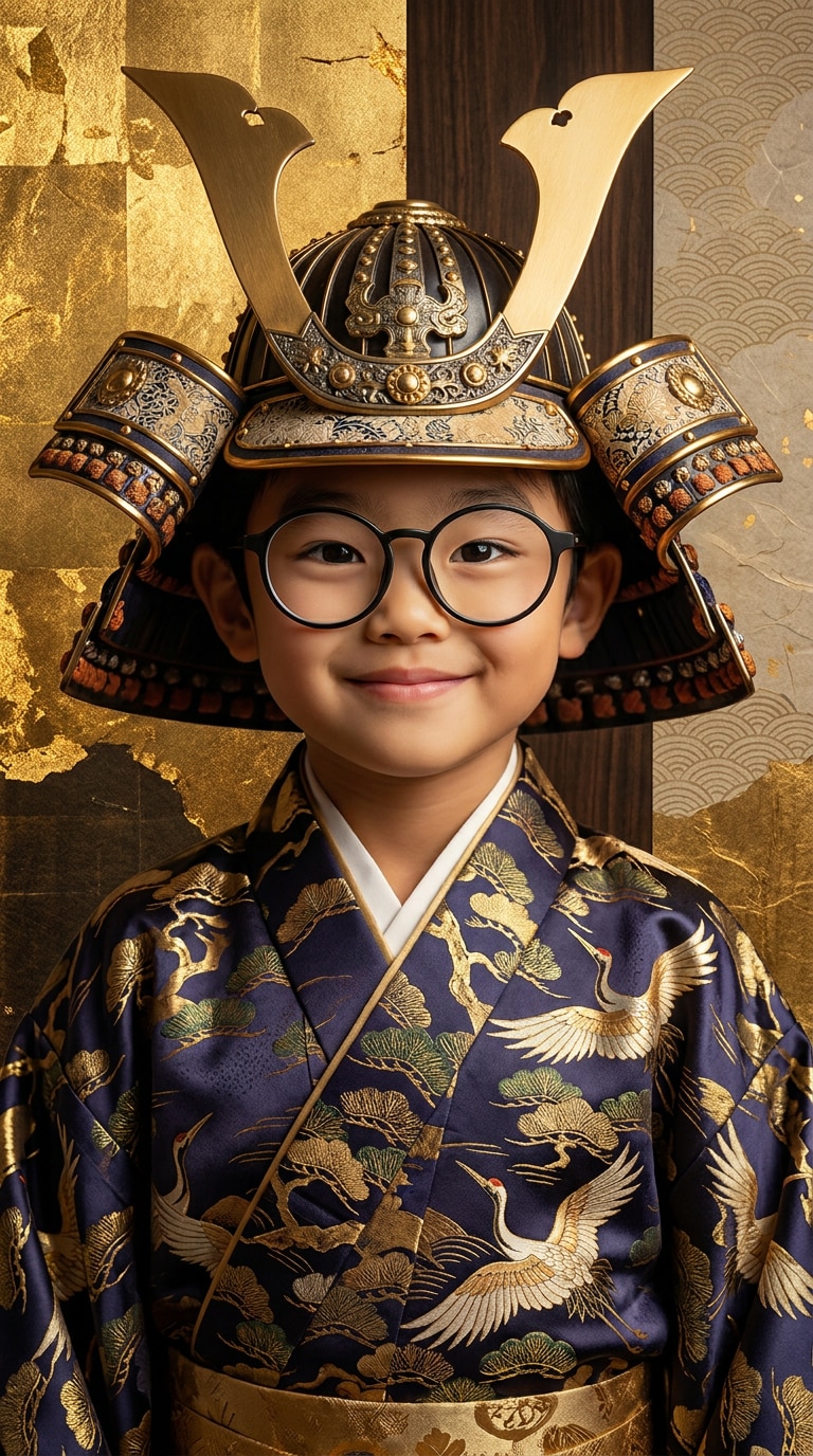 兜モチーフを主役にした高級感ポスター