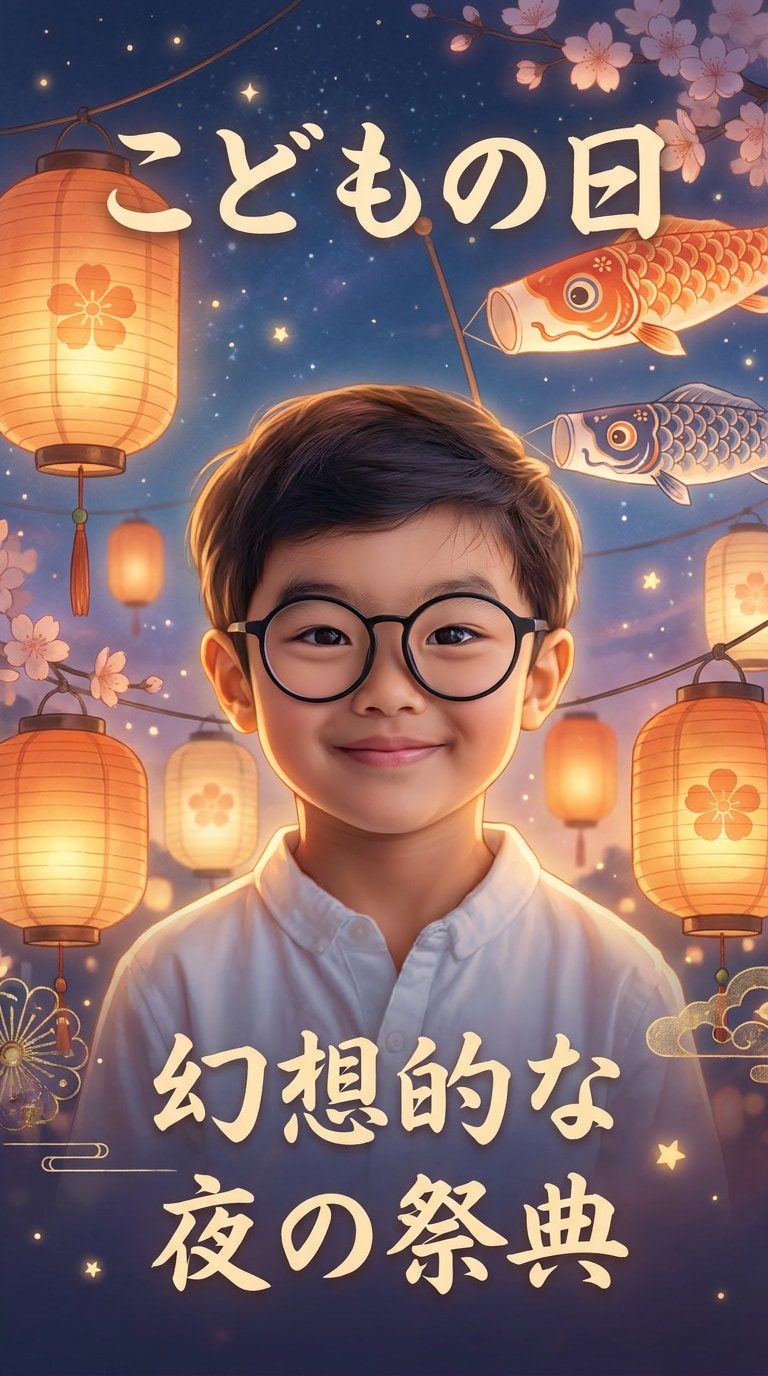 夜空と提灯で幻想的に仕上げる