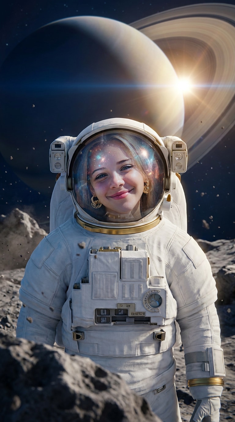 Space explorer futuristic portrait AI prompt