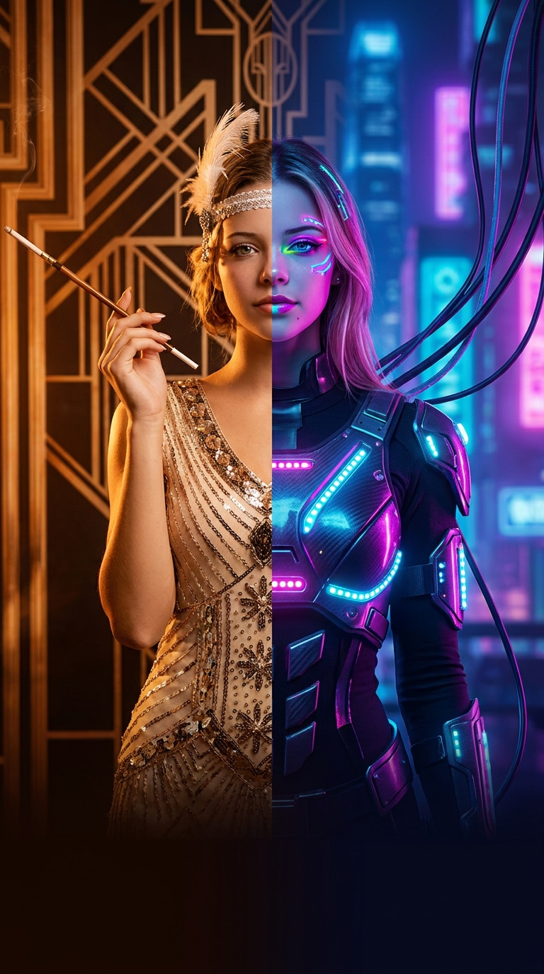 Instagram post time travel portrait prompt