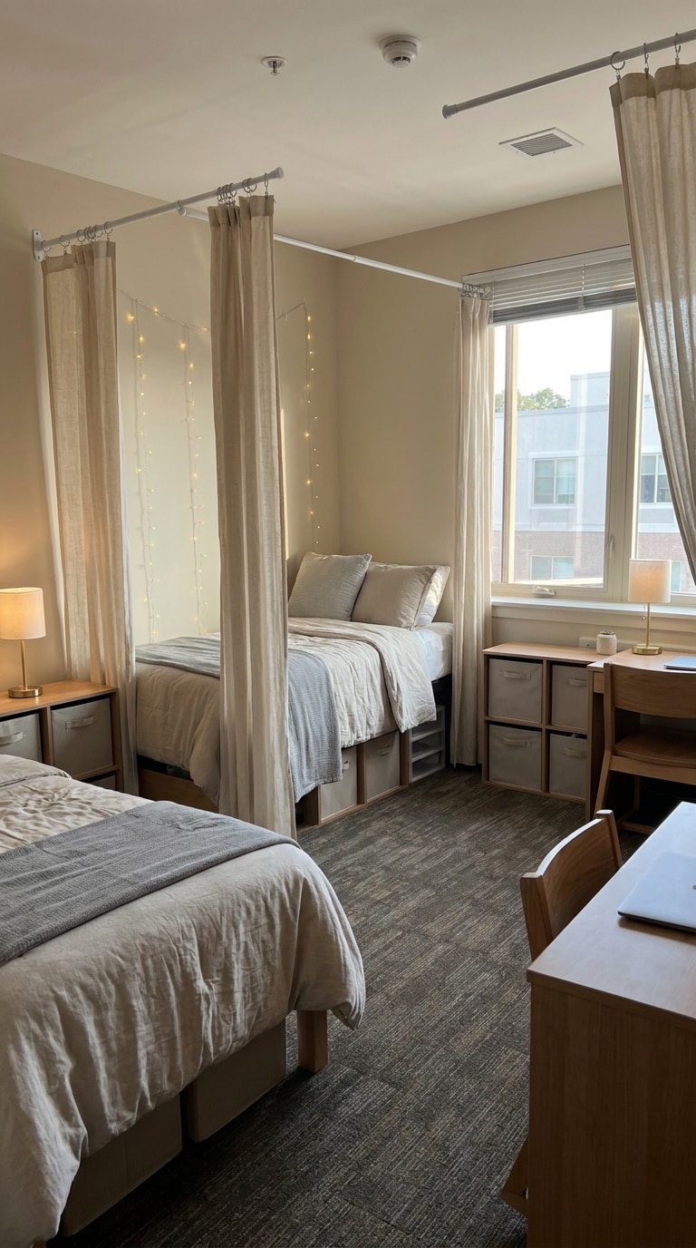 Privacy curtain shared dorm room AI prompt