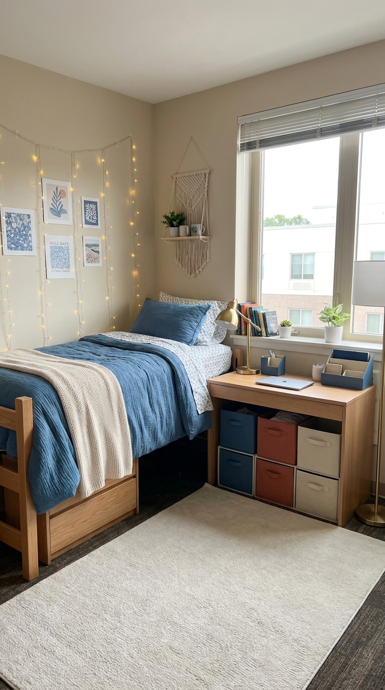 Dorm room mood board to real room AI prompt