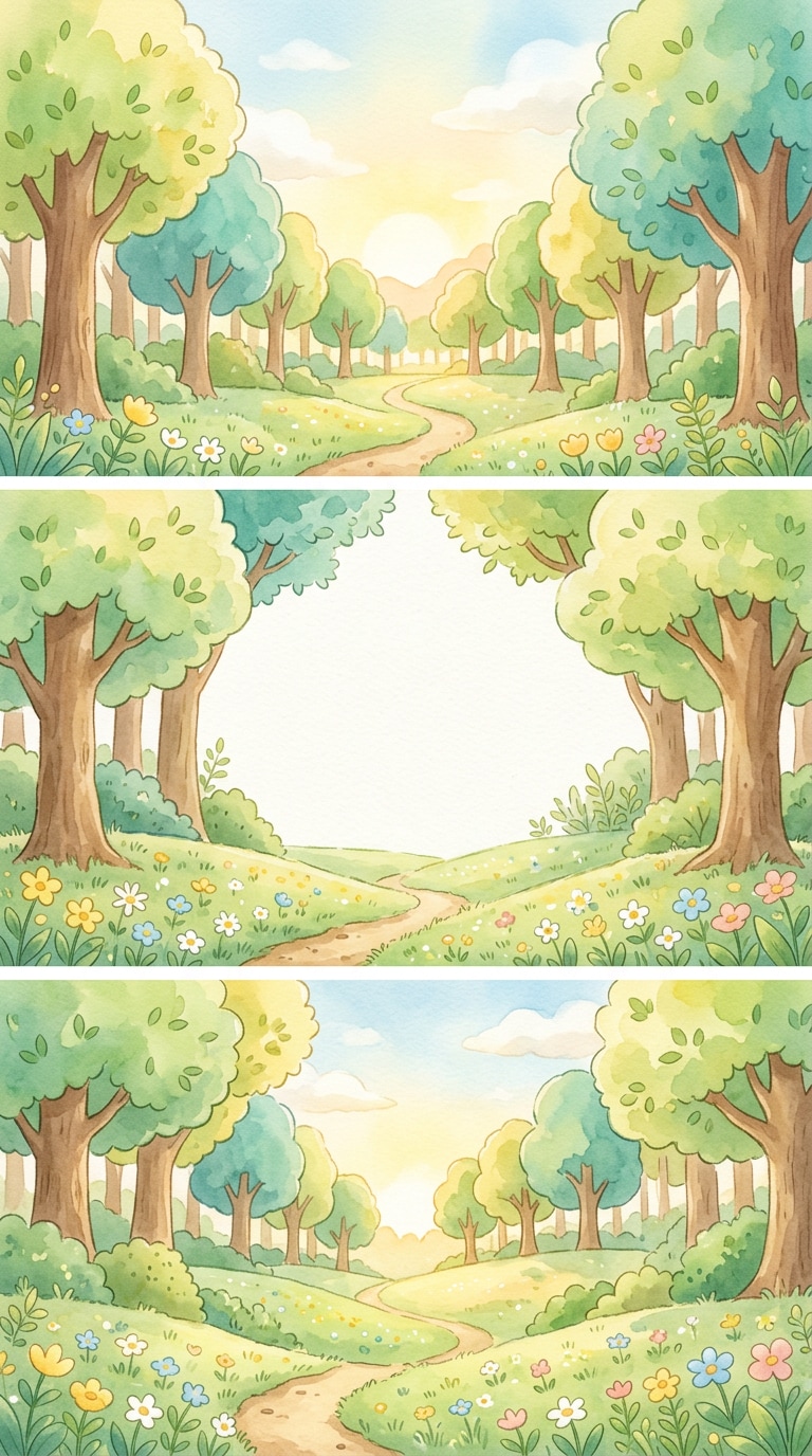 絵本背景 森のイラストプロンプト