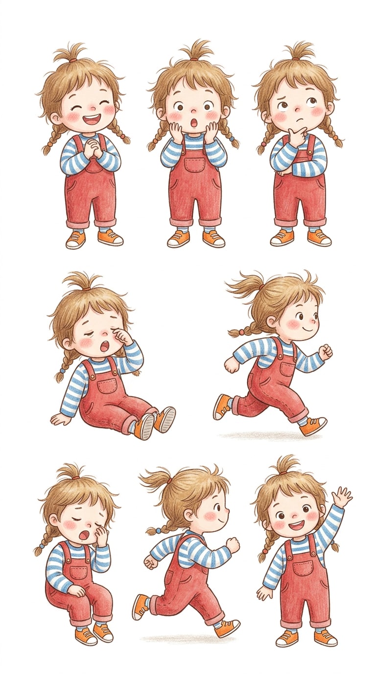 絵本キャラクター 表情差分プロンプト