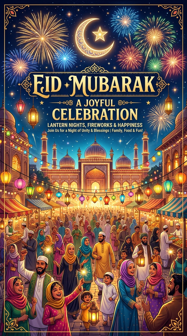 Colorful Eid Celebration Poster
