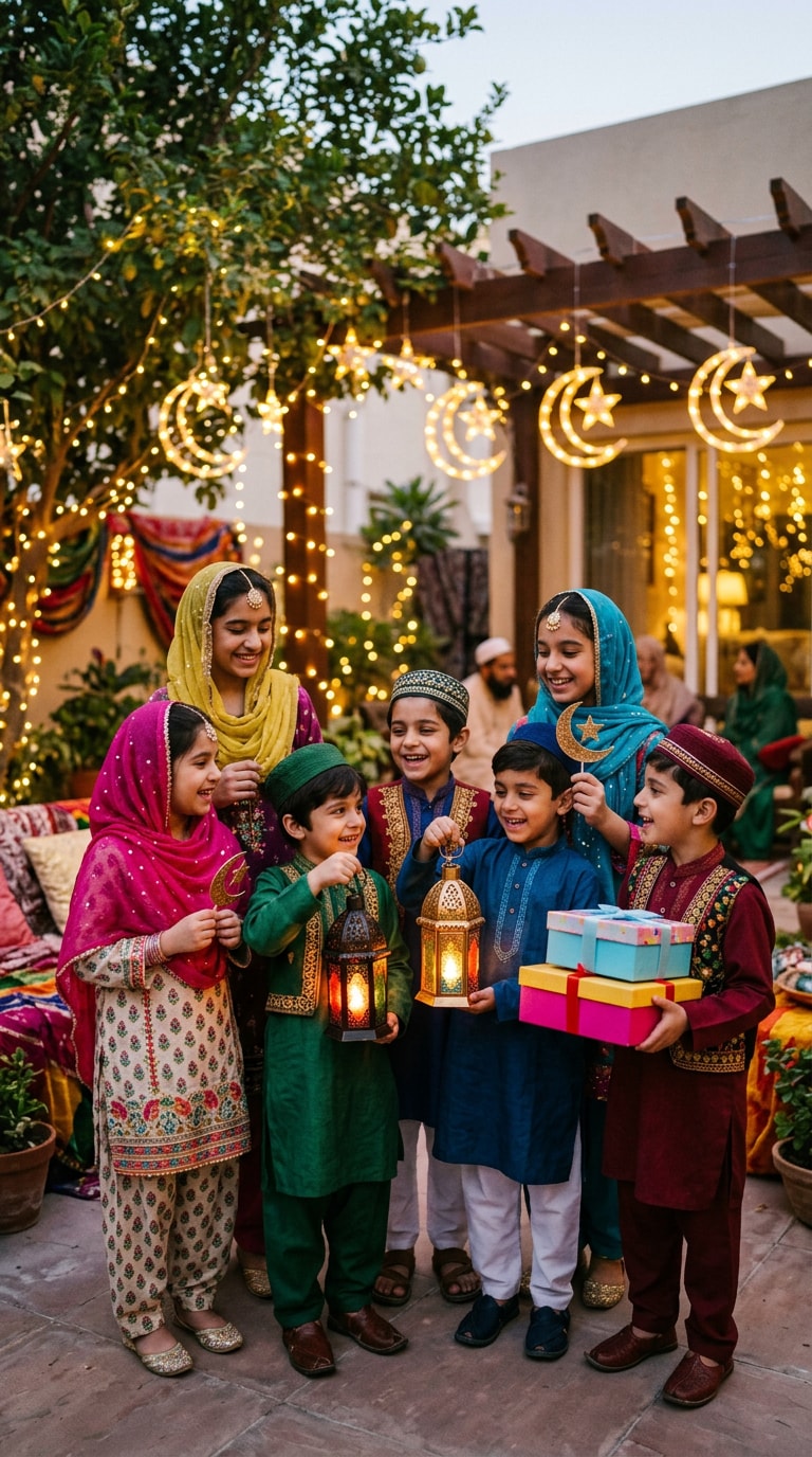 Cute Muslim Kids Eid Portrait