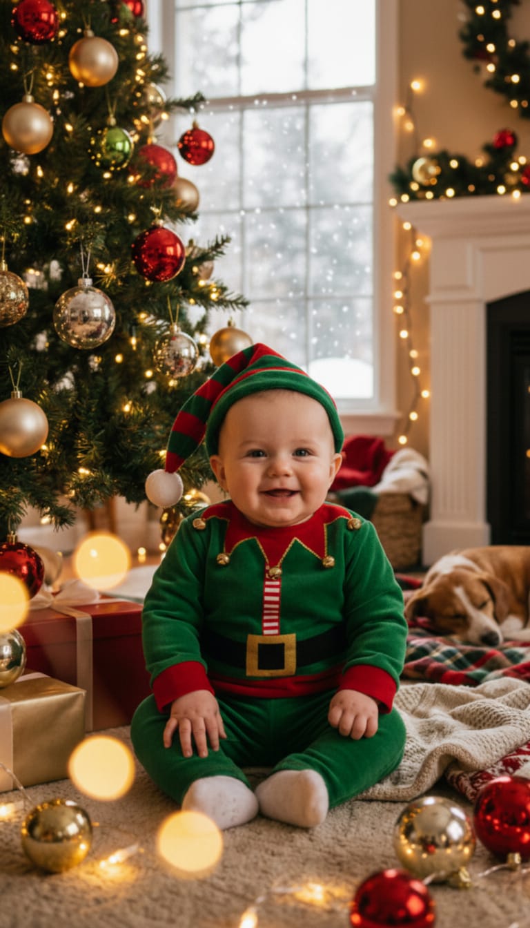Festive elf outfit baby template