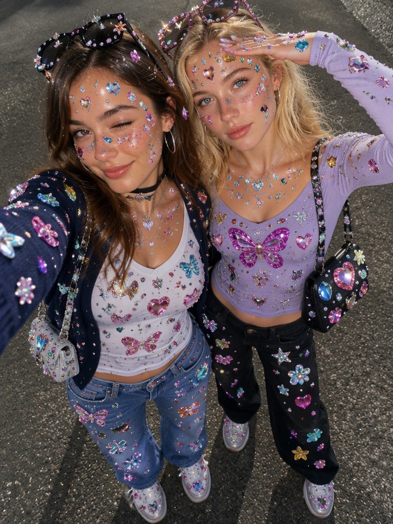 AI face gems filter with friends result