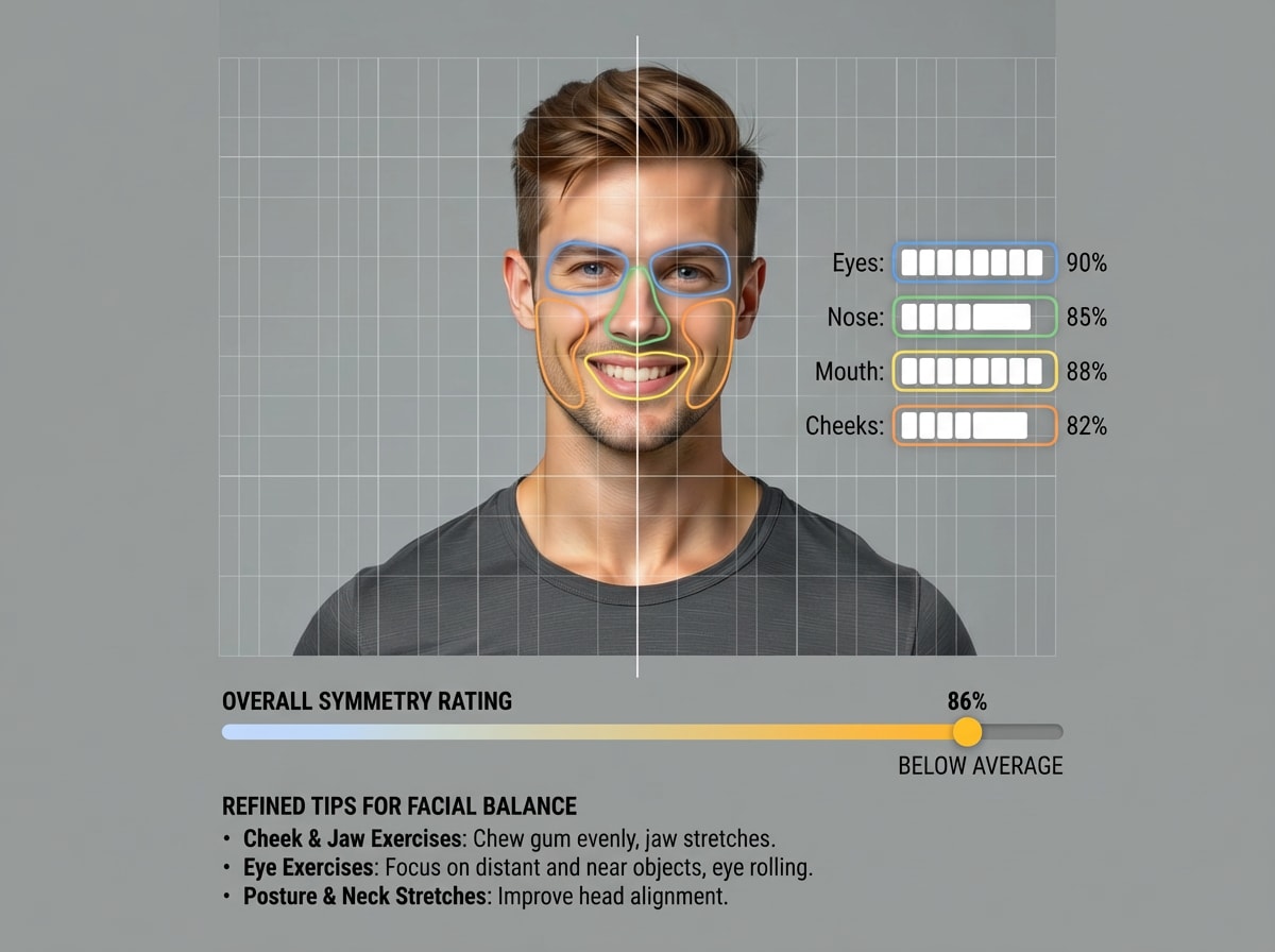 AI face symmetry test result demo