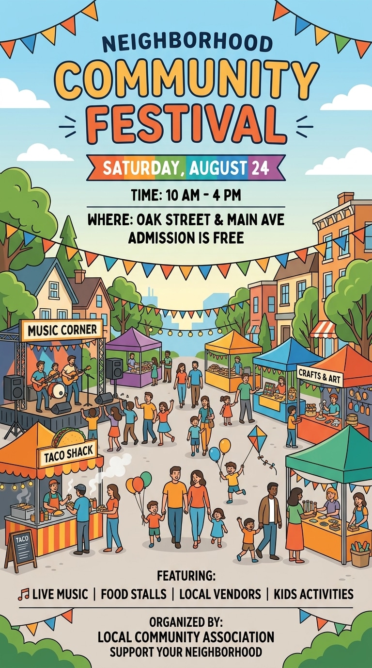 Community festival poster generator prompt