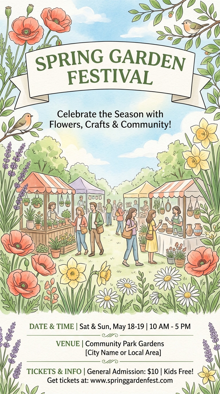 Spring festival poster AI image prompt