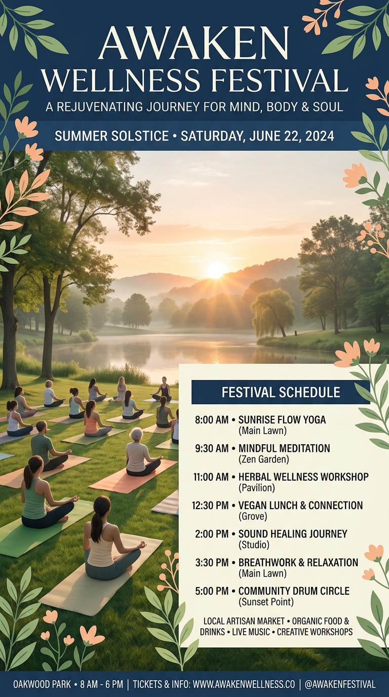Wellness festival poster generator prompt