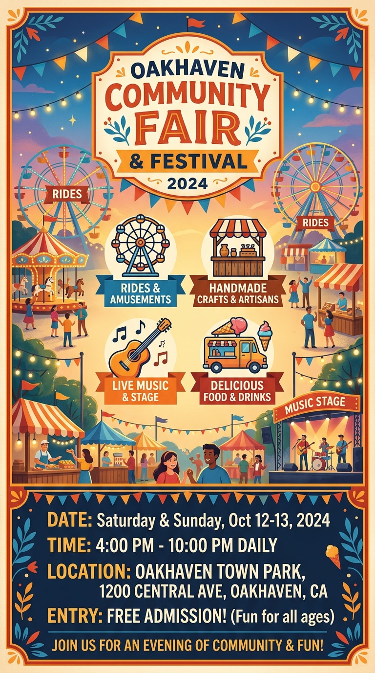 Local fair festival poster AI image prompt