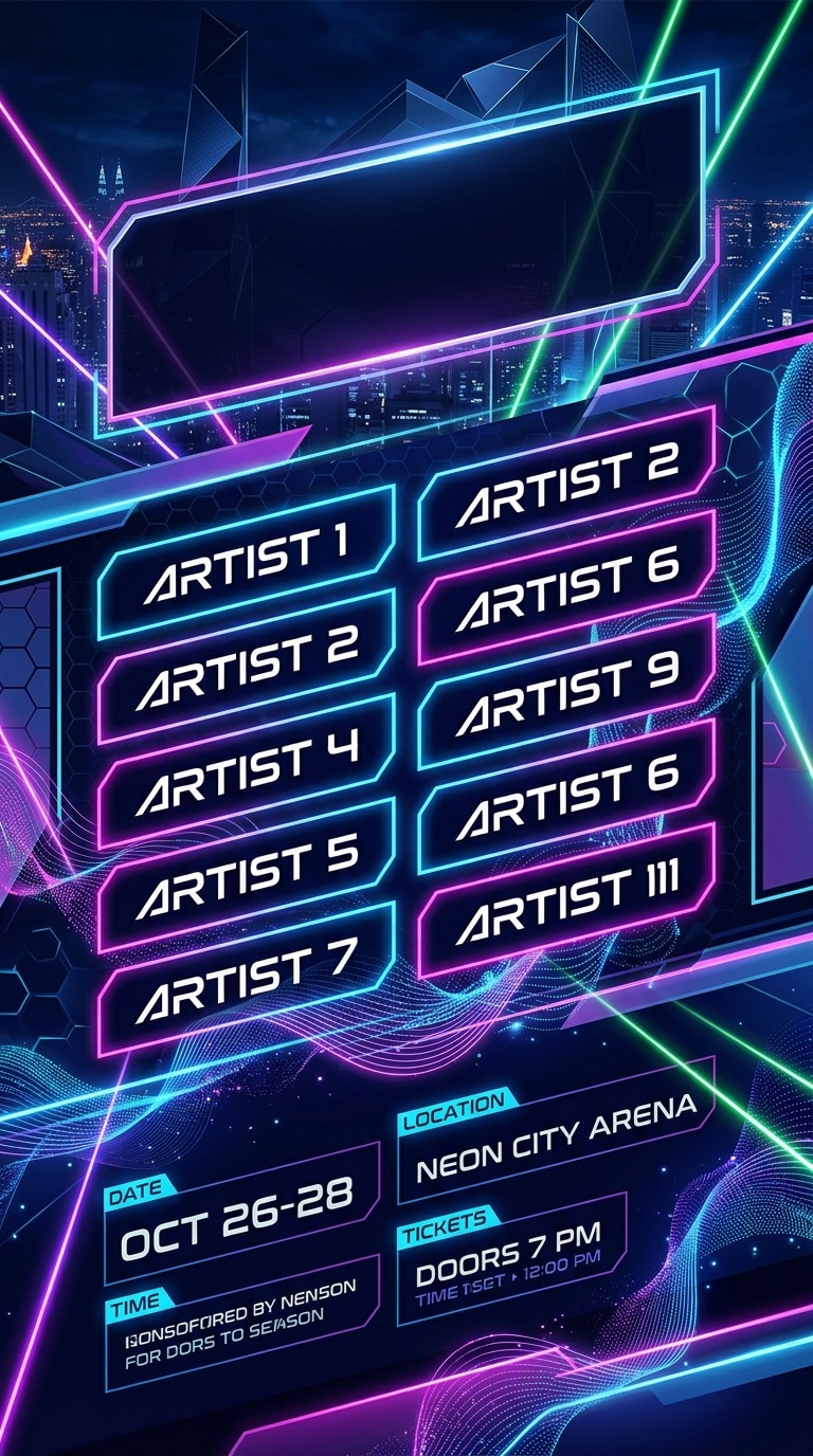 Neon festival poster AI prompt