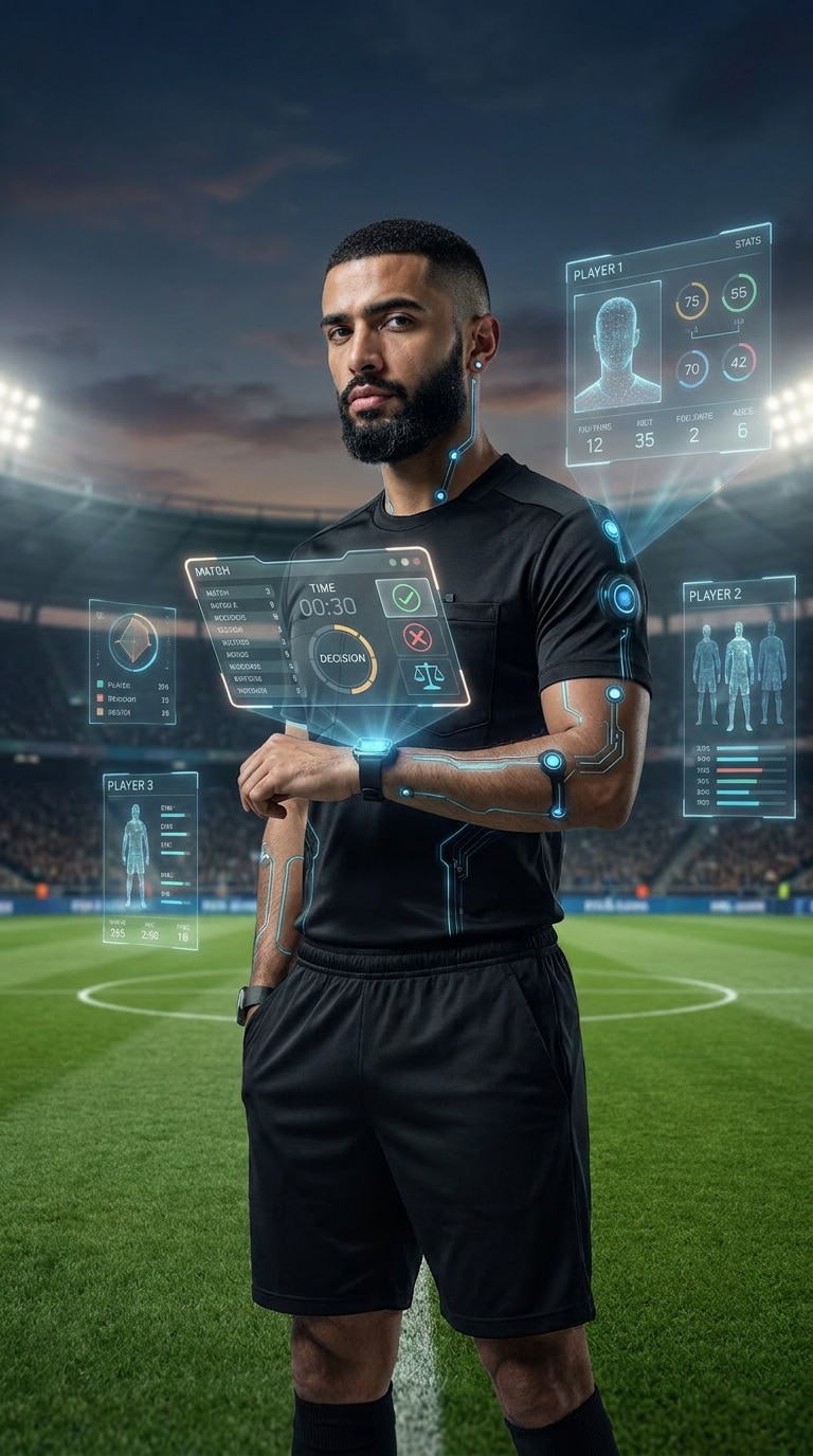 Futuristic AI referee football prompt