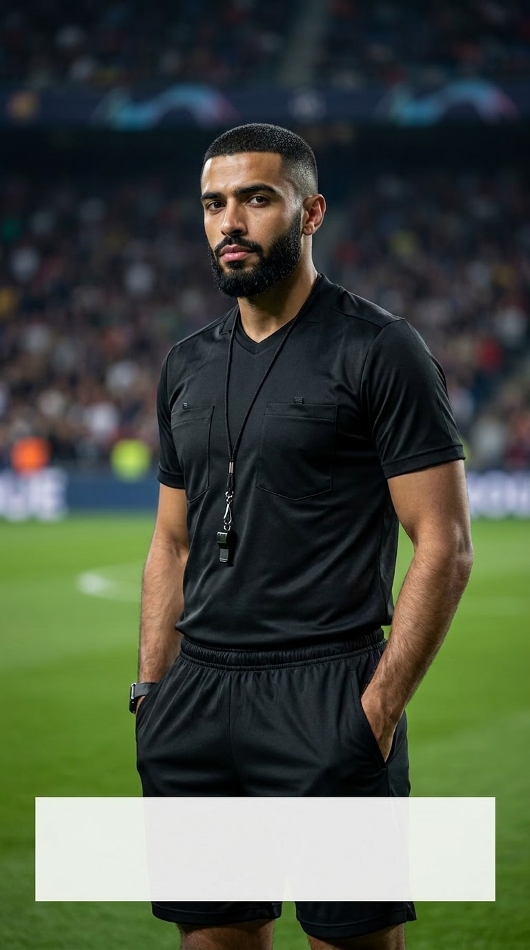 Professional football referee portrait prompt