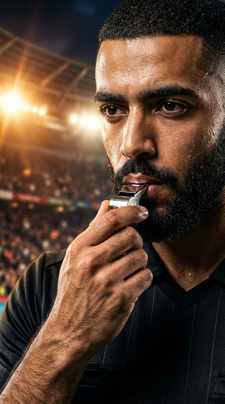 Referee whistle close-up prompt
