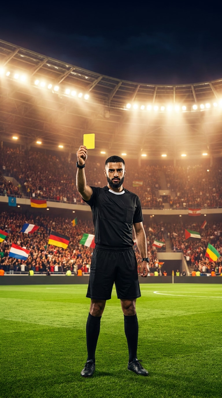 Soccer referee cartoon AI prompt