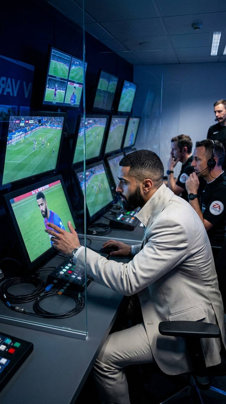 VAR control room football image prompt
